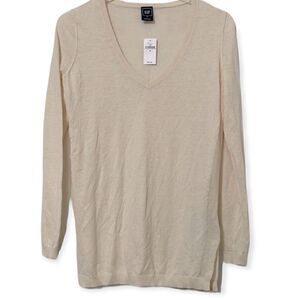 Gap  Linen Blend V Neck Lightweight Tan Sweater NWT Size XS‎